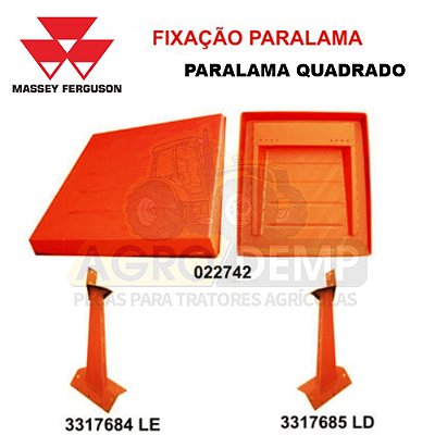 KIT TOLDO / CAPOTA  FIXAÇÃO NO PARA-LAMA (COLUNA BAIXA, PARA-LAMA QUADRADO) MASSEY FERGUSON - 3317684 / 3317685 / 022742