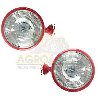 PAR DE FAROL DIANTEIRO (COM LAMPADA) TRATOR MASSEY FERGUSON 50X / 55X / 65X / 85X / 95X - 488472 / 488473