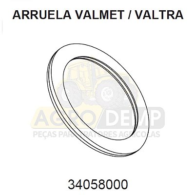 ARRUELA DE ENCOSTO - VALTRA / VALMET BH140 / BH145 / BH160 / BH165 / BH180 / BH185 / BH205 / BM85 / BM100 / 1280R / 1580 E 1780 (GERAÇÕES 1 2 E HI) - 34058000