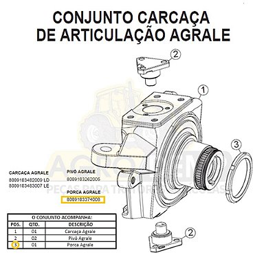 PORCA RANHURADA DA CARCAÇA (APL 335 / 340 / 345 E 350) - AGRALE BX490 / BX4110 / BX4130 / BX6110 E BX6150 - 8009103374008