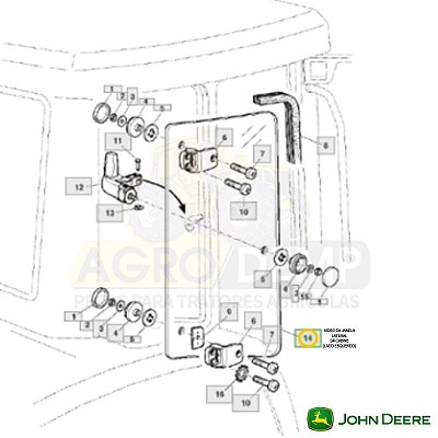 VIDRO DA JANELA LATERAL (LADO ESQUERDO) - JOHN DEERE 6415 / 6615 E 7515 - L170547