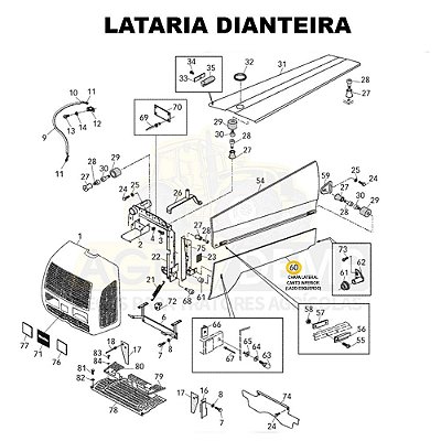 CHAPA LATERAL CANTO INFERIOR (LADO ESQUERDO) - VALTRA BF65 / BF75 / 600 E 700 - 82796311