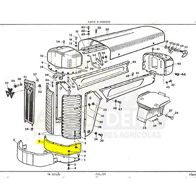 PAINEL INFERIOR ESPAÇADOR INTERNO DA GRADE DIANTEIRA INFERIOR MASSEY FERGUSON 50X / 55X / 65X - 1481257