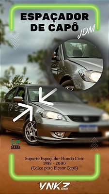 Suporte Espaçador Para Elevar Capô Honda Civic 1988/2000 - Preto