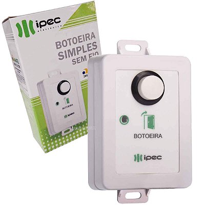Botoeira Simples Sem Fio 433,92Mhz Branca IPEC