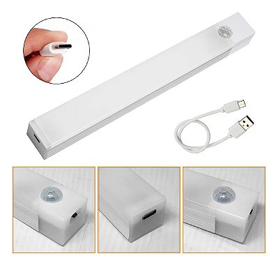 Lampada Luminária De Led Recarregável 20Cm Via Usb Com Sensor De Presença