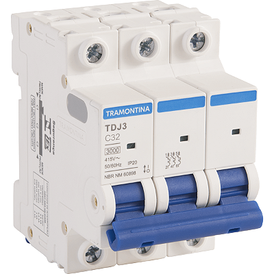 Minidisjuntor Tripolar TDJ3 - 3C25 3P 25 3KA Tramontina