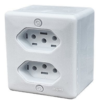 Conjunto 2 Tomadas 2P+T 10 Amperes 250v Sobrepor 63120 Ilumi