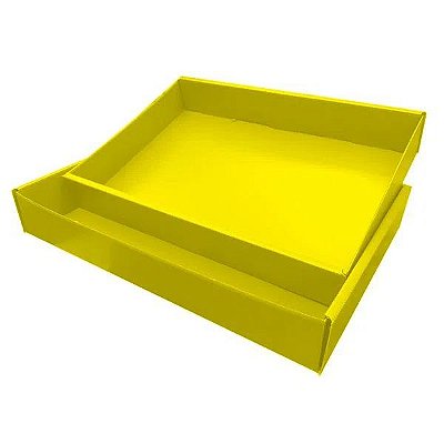 Caixa Organizadora Easy Box Camisa Amarelo Plástica com Tampa 400 x 275 x 60 mm Polionda Nova Onda Polibras Ref: 024806