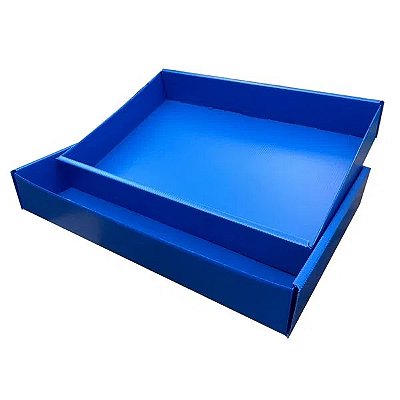 Caixa Organizadora Easy Box Camisa Azul Plástica com Tampa 400 x 275 x 60 mm Polionda Nova Onda Polibras Ref: 024809