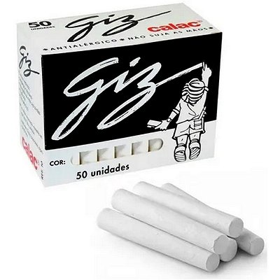 Giz Escolar Plastificado Branco com 50 unidades 220 g Calac Ref: 10