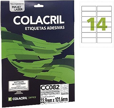 Etiqueta Colacril CC082 33,9 x 101,6 mm com 10 folhas (140 etiquetas)