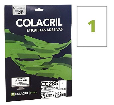 Etiqueta Colacril CC285 279,4 x 215,9 mm com 25 folhas (25 etiquetas)