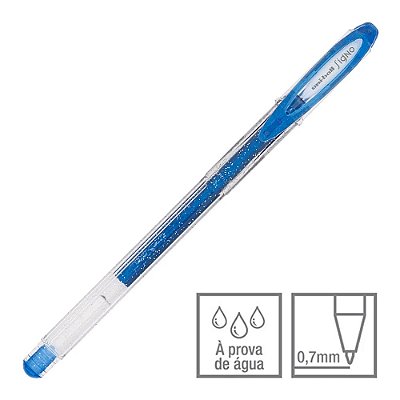 Caneta Gel Signo Azul Glitter 0.7 mm Sparkling Uni-ball Ref: UM-120SP