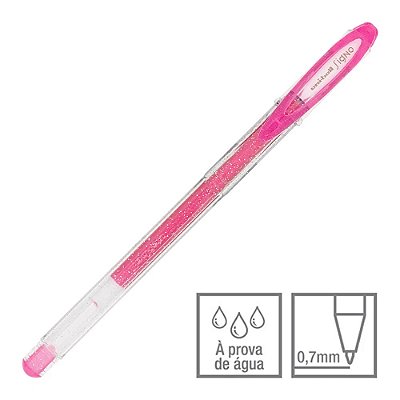 Caneta Gel Signo Pink Glitter 0.7 mm Sparkling Uni-ball Ref: UM-120SP