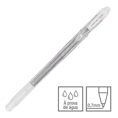 Caneta Gel Signo Prata Glitter 0.7 mm Sparkling Uni-ball Ref: UM-120SP
