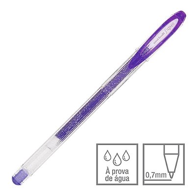 Caneta Gel Signo Roxo Glitter 0.7 mm Sparkling Uni-ball Ref: UM-120SP