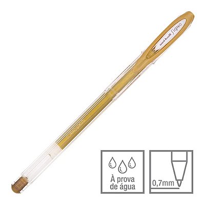 Caneta Gel Signo Ouro Metálico 0.7 mm Noble Metal Uni-ball Ref: UM-120NM