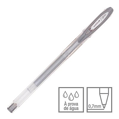 Caneta Gel Signo Prata Metálica 0.7 mm Noble Metal Uni-ball Ref: UM-120NM