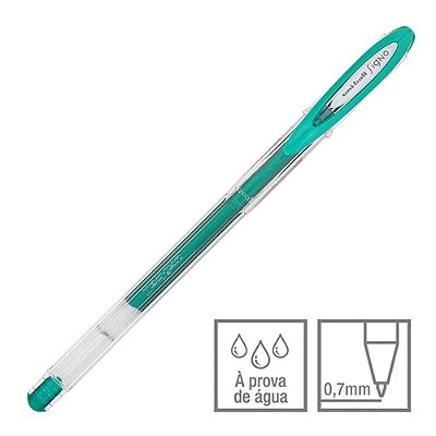 Caneta Gel Signo Verde Metálica 0.7 mm Noble Metal Uni-ball Ref: UM-120NM