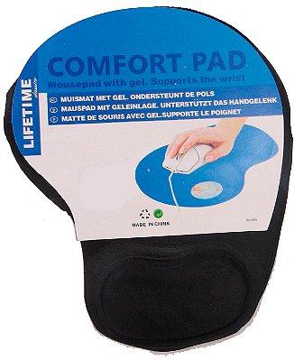 Mouse Pad Tecido Preto Base Emborrachado Suporte de Punho 23 x 20 cm Ref: 63911