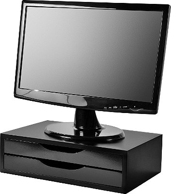 Suporte para Monitor MDF com 2 Gavetas Black Piano 39 x 26 x 11 cm Souza Ref: 3346