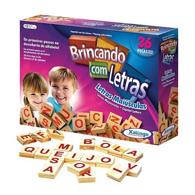 Jogo Brincando com Letras 36 Peças em Madeira Xalingo Ref: 5269-8