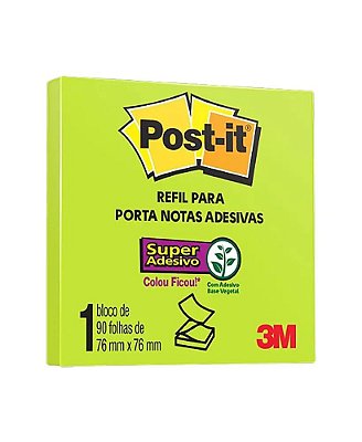Bloco Adesivo 3M Post-it Notas Adesivas Refil 654 76 X 76mm Verde Limão 1 Bloco (90 Folhas) Ref: HB004309603