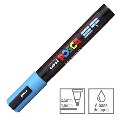 Caneta Marcador Posca 8 Azul Claro PC-5M 1.8 - 2.5 mm Uni