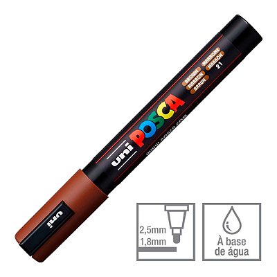 Caneta Marcador Posca 21 Marrom PC-5M 1.8 - 2.5 mm Uni