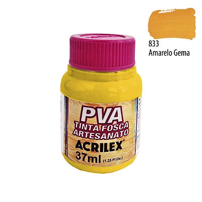 Tinta PVA Fosca 833 Amarelo Gema 37 ml Acrilex