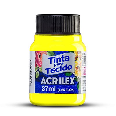 Tinta para Tecido Fluorescente 102 Amarelo Limão 37 ml Acrilex