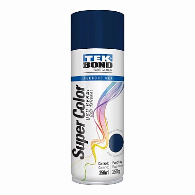 Tinta Spray Azul Escuro 350 ml 250 g Uso Geral Super Color TekBond