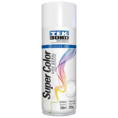 Tinta Spray Branco Brilhante 350 ml 250 g Uso Geral Super Color TekBond