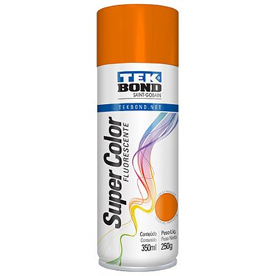 Tinta Spray Laranja Fluorescente 350 ml 250 g Uso Geral Super Color TekBond