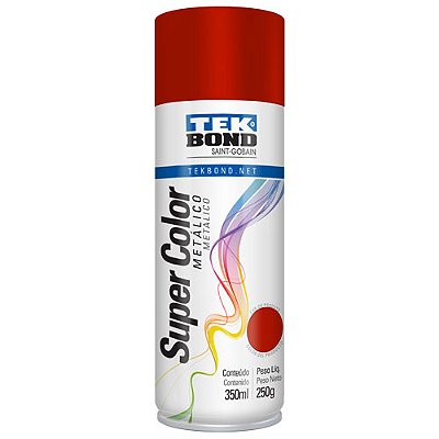 Tinta Spray Vermelho Metálico 350 ml 250 g Super Color TekBond