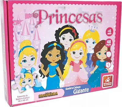 Quebra-Cabeça Gigante Princesas 48 peças Madeira Brincadeira de Criança Ref: 8511