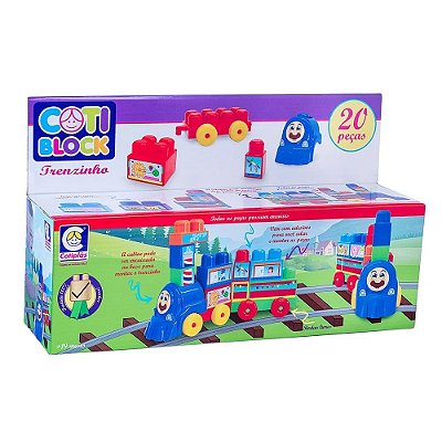 Brinquedo Bloco de Montar Trenzinho 20 Peças Cotiplás Ref: 2353