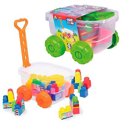 Brinquedo Carrinho de Mão Puxar Plástico 20 Peças Cotiplás Ref: 2397