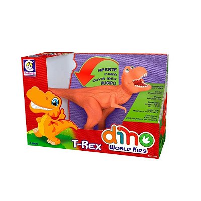 Brinquedo Dino World T-Rex Laranja Cotiplás Ref: 2223