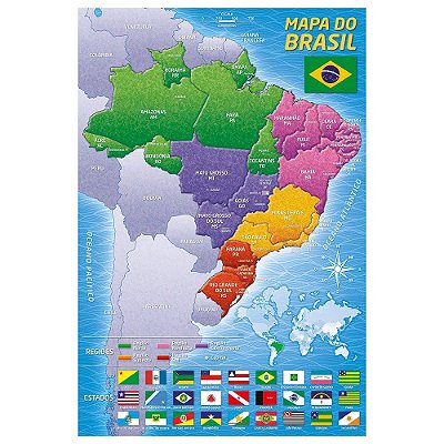 Quebra-Cabeça Mapa do Brasil 200 Peças Grow Ref: 03936