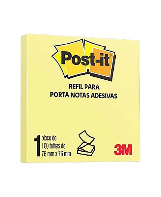 Bloco Adesivo 3M Post-it Notas Adesivas Refil 654 76 X 76mm Amarelo Canário 1 Bloco (100 Folhas) Ref: HB004443956