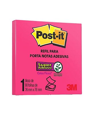 Bloco Adesivo 3M Post-it Notas Adesivas Refil 654 76 X 76mm Rosa Neon 1 Bloco (90 Folhas) Ref: HB004310031