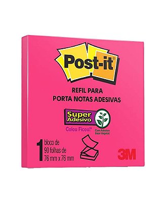 Bloco Adesivo 3M Post-it Notas Adesivas Refil 654 76 X 76mm Rosa Neon 1 Bloco (90 Folhas) Ref: HB004310031