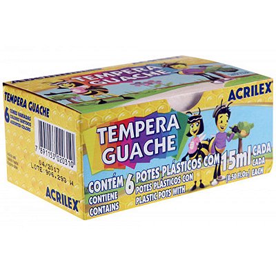 Tinta Guache Acrilex Abelhinhas 6 Cores 15ml Cada Ref: 02020