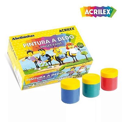 Tinta Pintura A Dedo Abelhinhas 6 Cores 30 ml Acrilex Ref: 11306