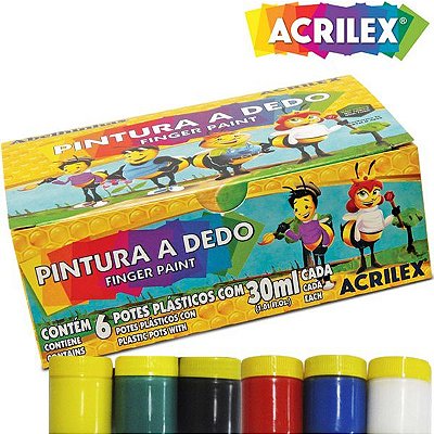 Tinta Pintura A Dedo Abelhinhas 6 Cores 30 ml Acrilex Ref: 11306