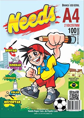 Papel Sulfite A4 Branco Needs Paper 100 folhas 75 g/m²