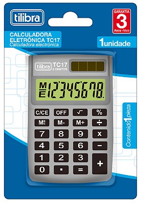 Calculadora Tilibra TC17 Cinza 8 Dígitos de Bolso Ref: 304719