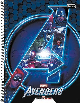 Caderno 1 x 1 Matéria Universitário Avengers Games Espiral Capa Dura 80 folhas Tilibra Ref: 318141